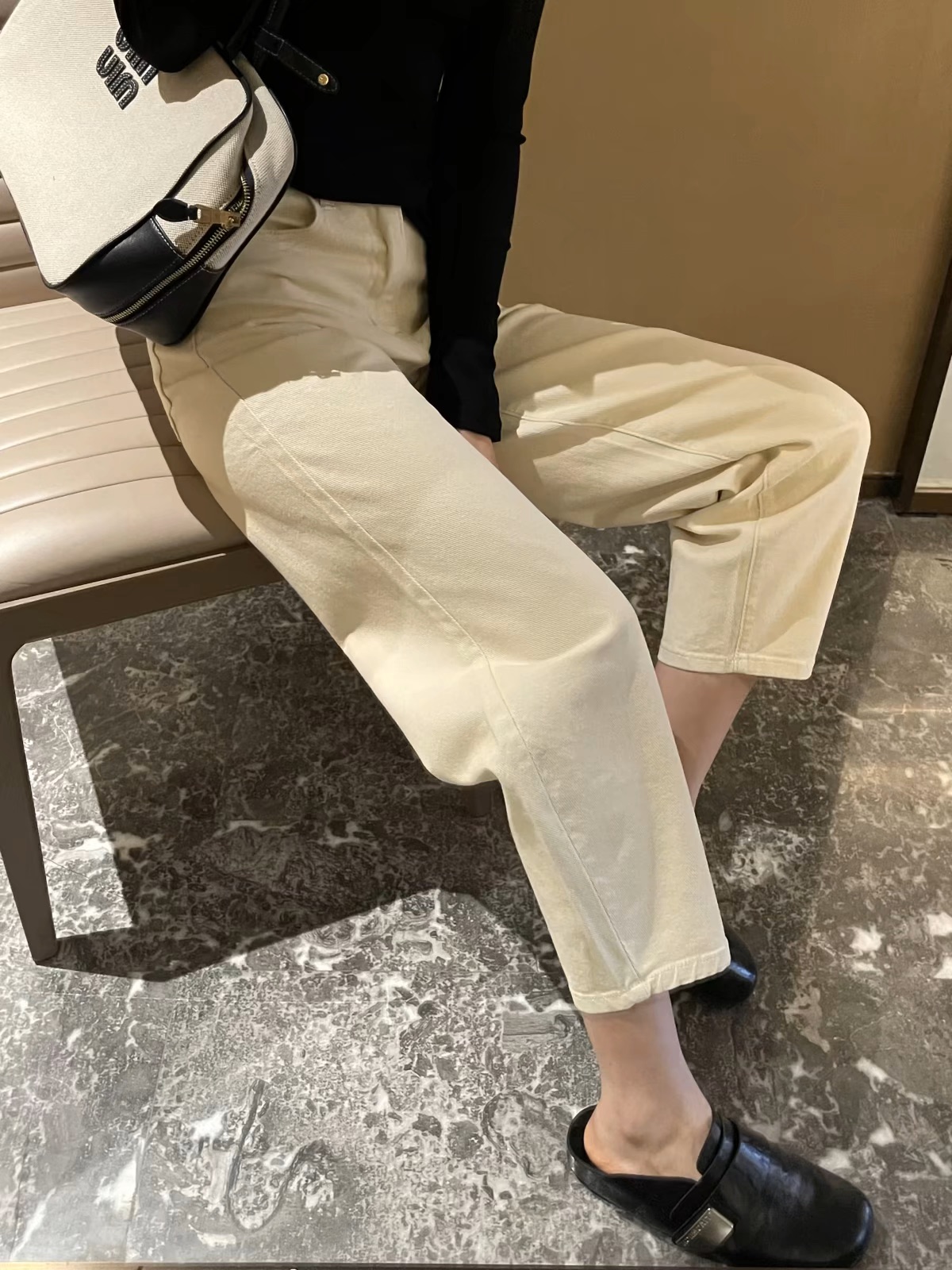 010 토 TOT Barrel leg 캐쥬얼 하이웨스트 데님 팬츠