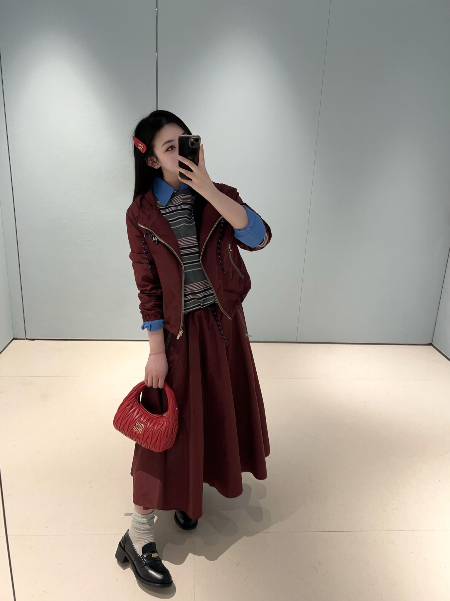 025 미우 MIU 여성 기능성 소재 블루종 재킷 & 스커트