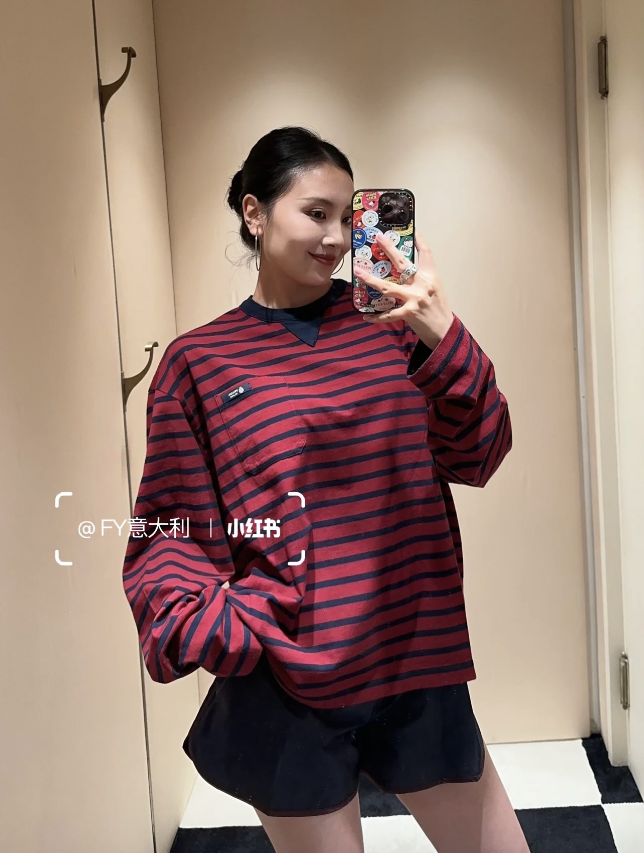 189 프라 PRA 여성 롱 슬리브 스트라이프 저지 티셔츠