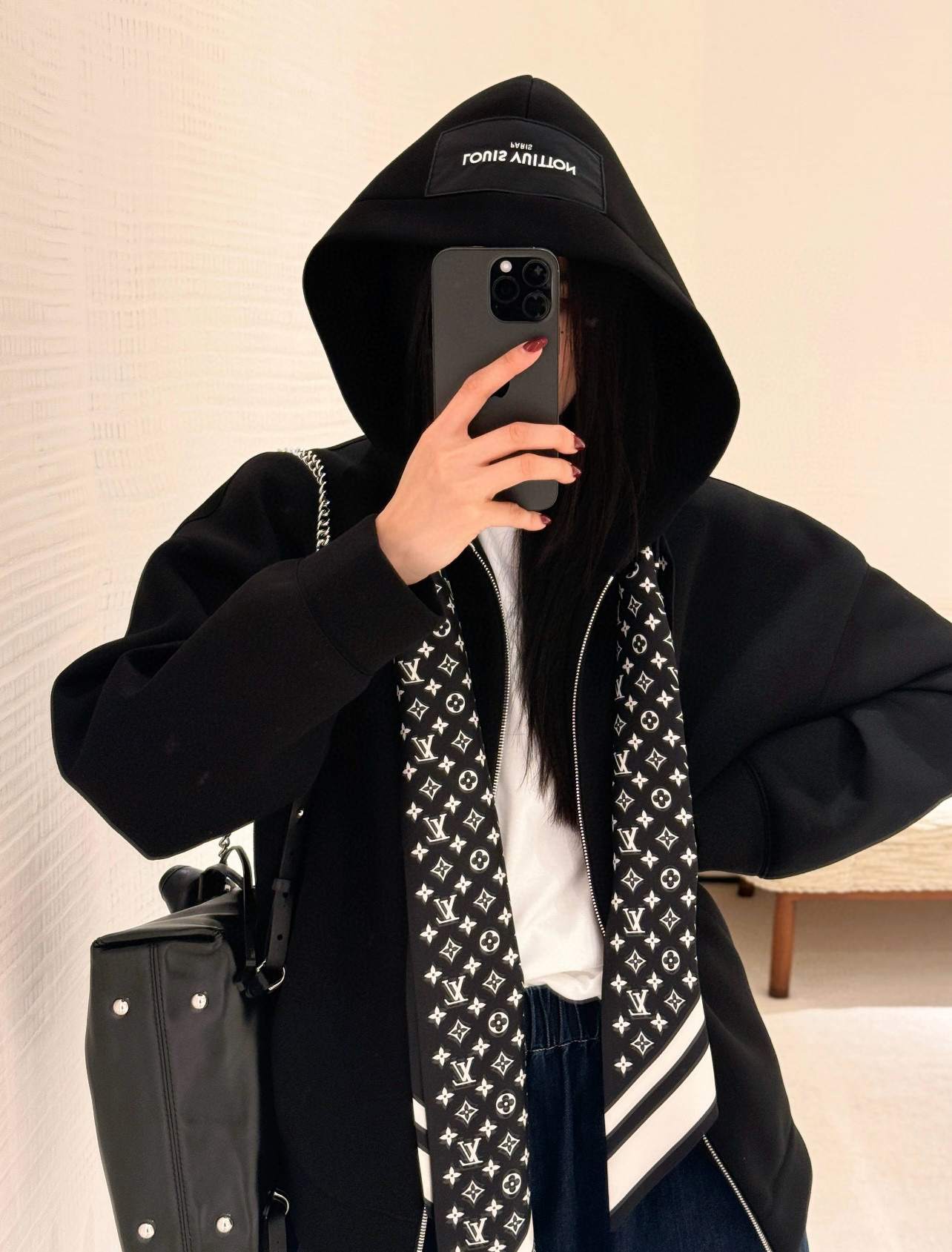 188 루이 LOU 여성 모노그램 스카프 집업 후디