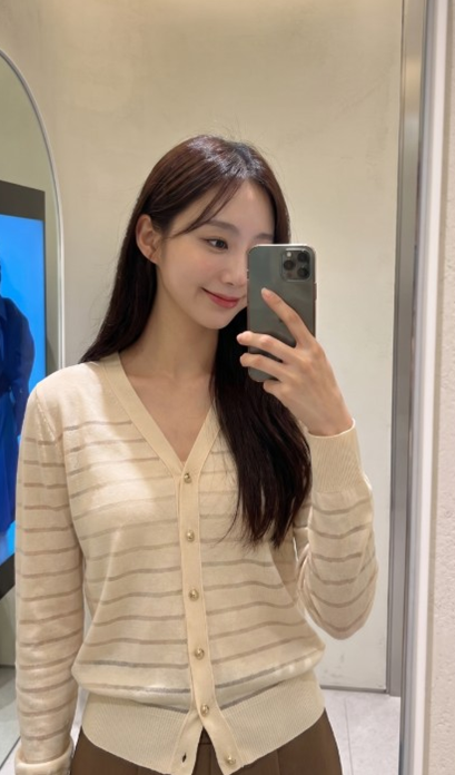 5702 타 TIM 시어 스트라이프 가디건
