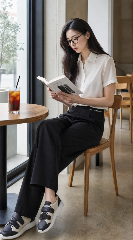 5709 랑 LAN 밴딩 솔기 와이드 팬츠