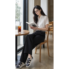 5709 랑 LAN 밴딩 솔기 와이드 팬츠
