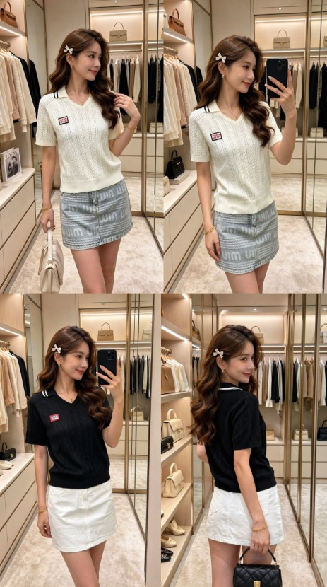 070 미우 MIU 캐시미어 폴로 셔츠