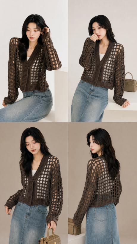 135 브루 BRU 여성 모닐리 네트 가디건