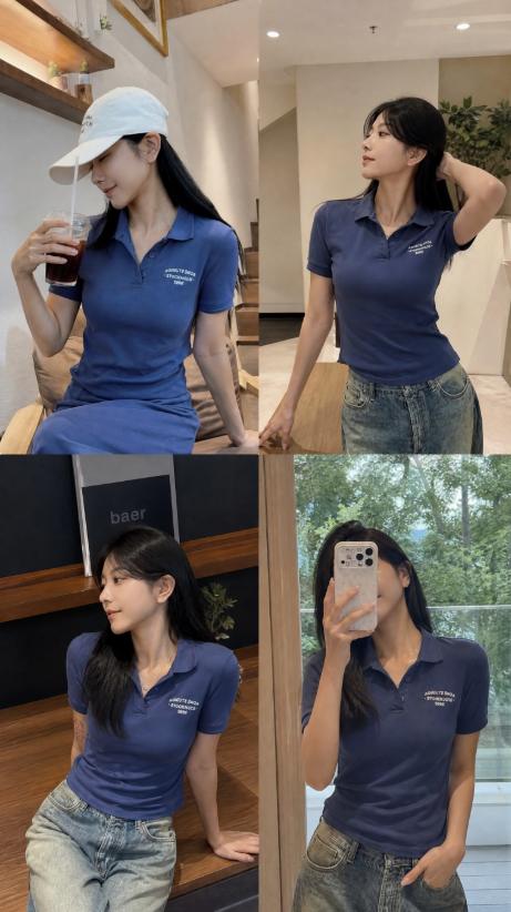 165/ 166 아크 ACN 여성 스프레이 폴로 티셔츠 와 스커트
